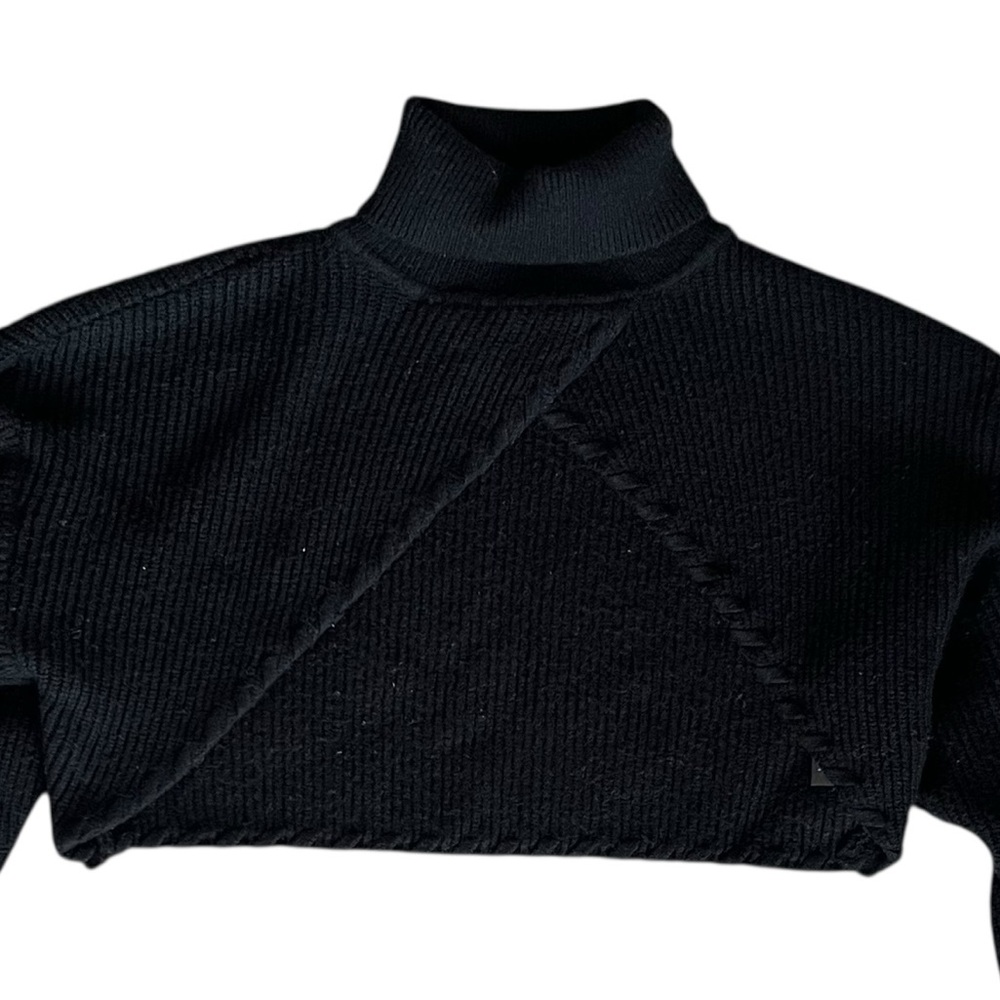 ASTR Revolve Women’s Taissa Bolero Black Knit Shrug Turtleneck Mockneck Sweater - Picture 3 of 11